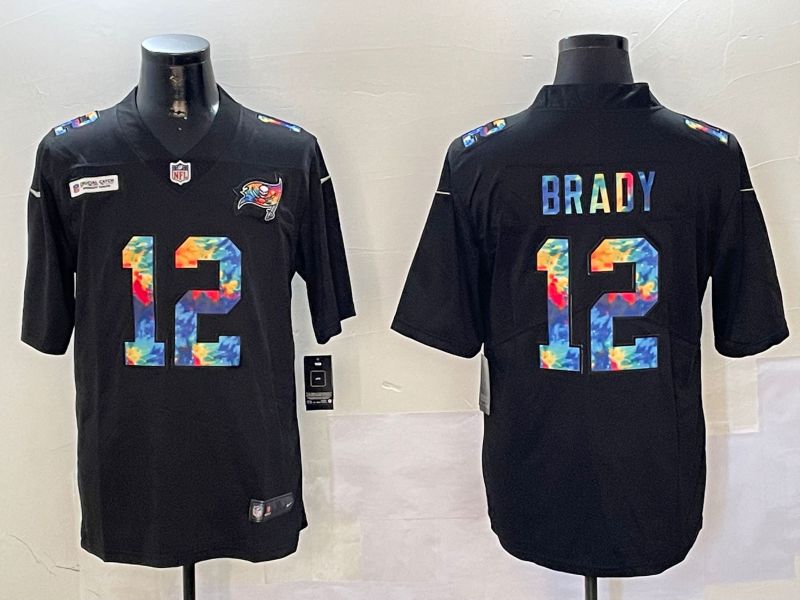 Men Tampa Bay Buccaneers #12 Brady Black Rainbow 2024 Nike Limited NFL Jersey style 1->tampa bay buccaneers->NFL Jersey